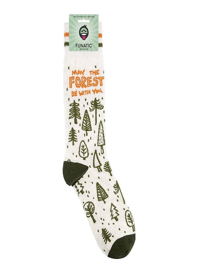 FUNATIC May The Forest Be With You Novelty Crew Socks | Rainforest Earth Day Gift Camp Apparel with 4th Saying for Men Women | Best Save Nature Month Preservation Lover Present | Pine Tree Planet Love - Image 4